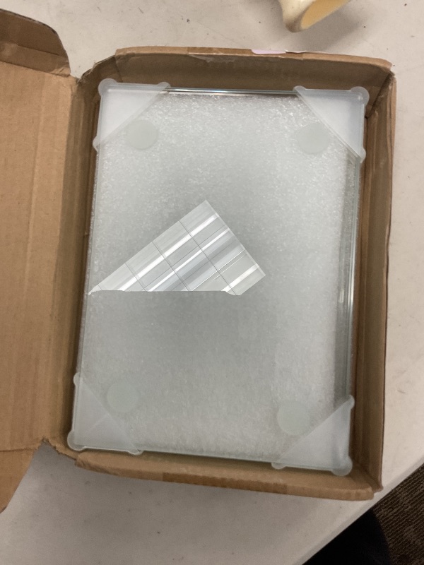 Photo 1 of 5''x7'' Small Tempered Glass Cutting Board for Kitchen Counter, HQAUT Clear Cutting Board for Countertop with Non-Slip Feet, Glass Palette Scratch, Heat and Shatter Resistant, Easy to Clean