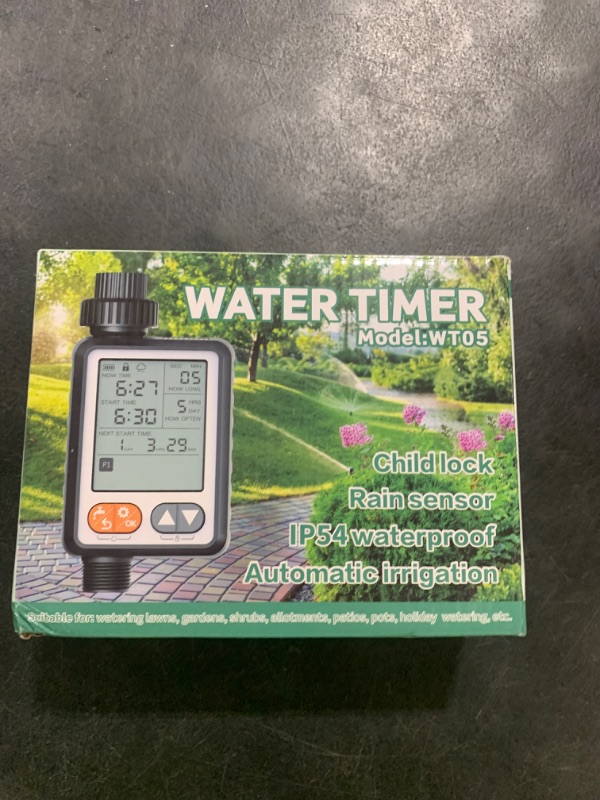 Photo 1 of Sprinkler Timer for Garden Hose, 10 Programmable Water Timer with with Auto Rain Delay, IP67 Waterproof 3.3“ Large LCD Drip Irrigation System Timers for Plant, Yard, Lawns, Outdoor