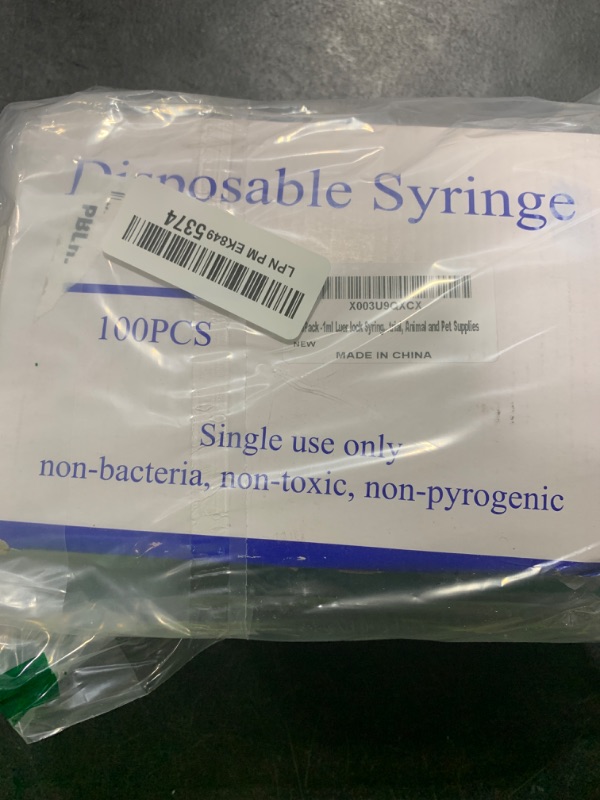Photo 1 of 100Pack -1ml Luer lock Syringes with 23Ga(1inch) Needles, Individually Packaging Disposable Plastic Syringes and Needles for Scientific Labs, Industrial, Animal and Pet Supplies