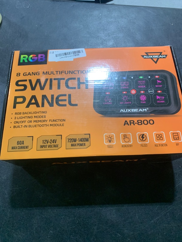 Photo 1 of Auxbeam Switch Panel AR-800 Bluetooth 8 Gang Switch Panel RGB Switch Pod Backlit Manual Control w/Toggle Momentary Pulsed 12V-24V Panel Controller for Boat Car Truck RV UTV Waterproof 2-Year Warranty