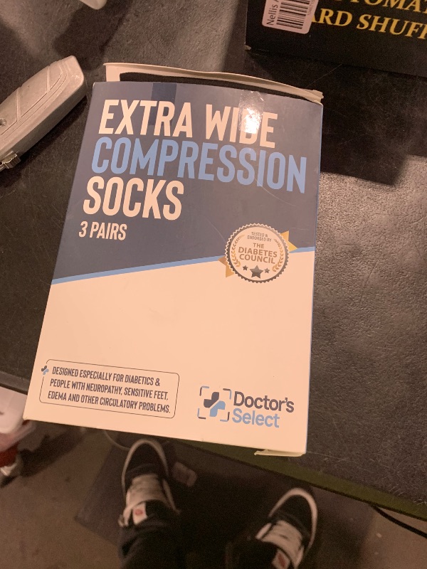 Photo 1 of Doctor's Select 3 Pairs Plus Size Compression Socks Wide Calf - Up to 6XL | 20-30 mmHg Compression Socks for Women Wide Calf | Wide Calf Compression Socks Women Plus Size | Soreness Support | Black, Gray, Navy