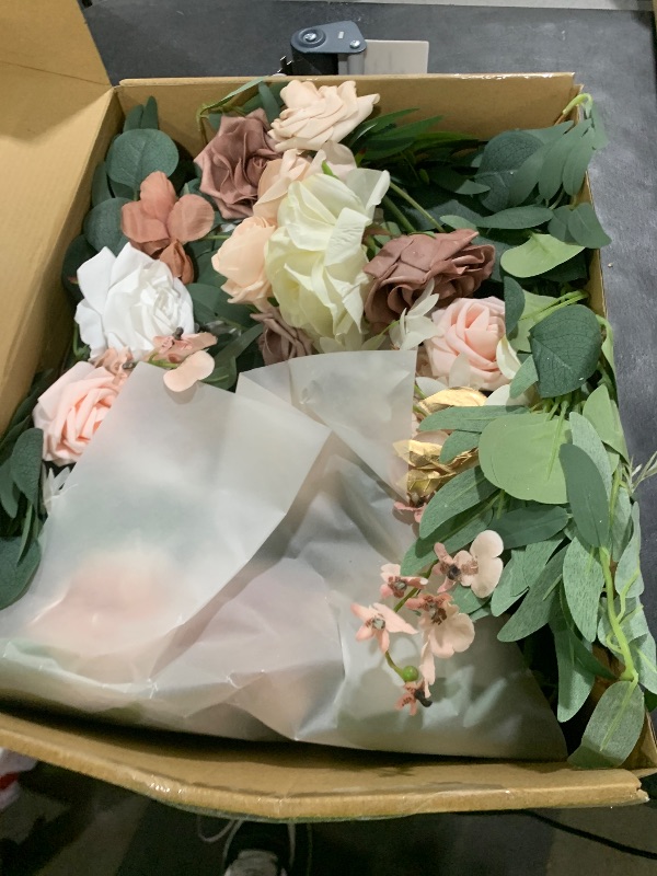 Photo 1 of Ling's Moment 9FT Spring Flower Garland for Backdrop Decorations - Wedding Arch Flowers, Eucalyptus & Rose, Artificial Floral Garland for Mantle - Sweetheart Table Decor for Reception, Dusty Rose