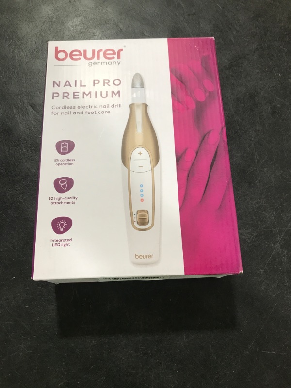 Photo 1 of Beurer MP64 Nail Drill Kit, Cordless Electric Nail File with 10 Attachments and LED Light, Electric Manicure Set with Adjustable Speed, E-File for Manicure and Pedicure, with Storage Case