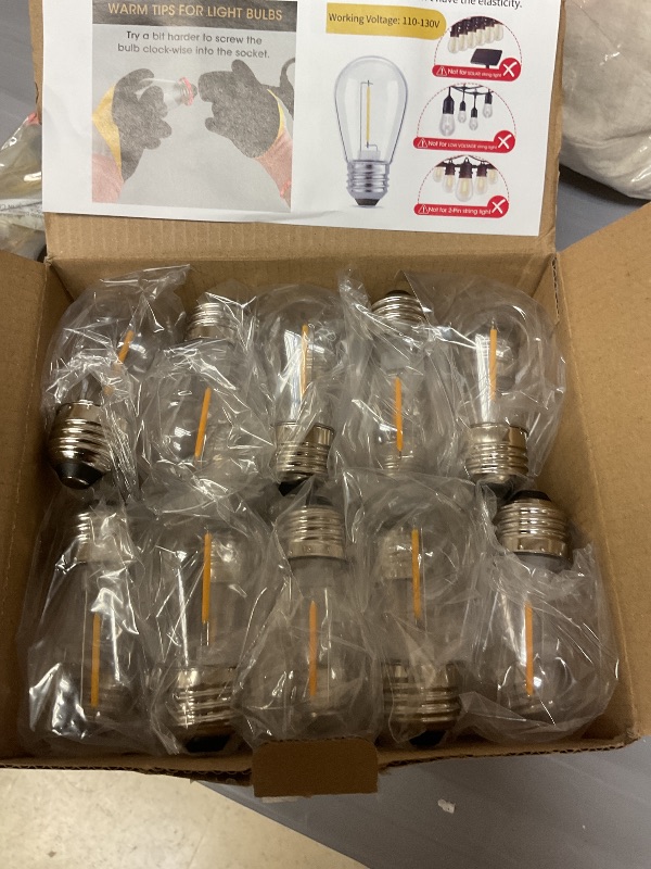 Photo 1 of Meconard 30 Pack S14 Edison String Light Bulbs, 1 Watt Replacement Bulbs for Outdoor String Lights, Low Wattage Shatterproof LED Filament Patio Bulbs, E26 Medium Base, 2200K Warm White, Non-Dimmable
