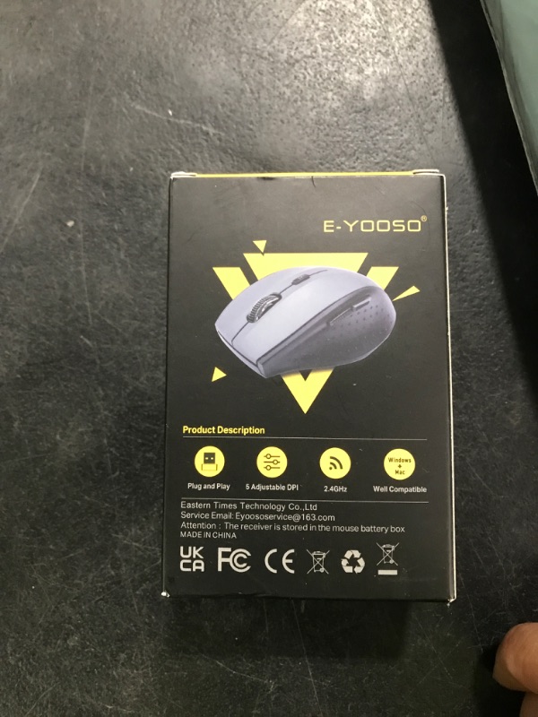 Photo 1 of E-YOOSO Wireless Mouse for Laptop, Portable Optical Computer Mouse, 6 Buttons, Cordless 2.4GHz with USB Receiver, 5-Level 4800 DPI, 18 Months Battery Life for PC Chromebook Windows Mac