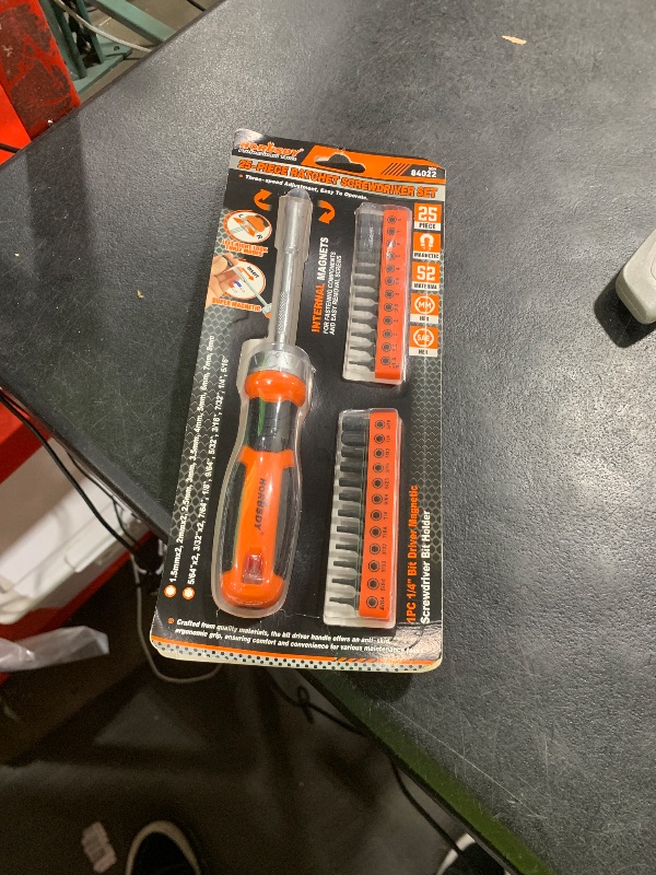 Photo 1 of HORUSDY 25-Piece Hex Screwdriver Bit Set | Metric and SAE Hex Bit Set 1/4 inch Ratcheting Magnetic Bit Driver