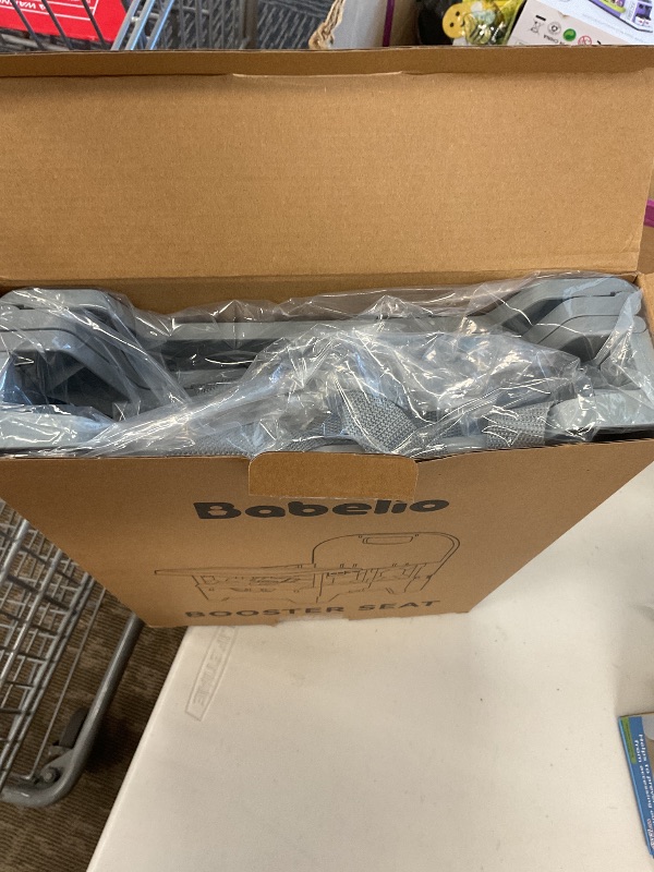 Photo 1 of BABELIO Portable Booster Seat for Kitchen Chair with PU Waterproof Cushion, Compact Folding High Baby Chair for Travel with Feeding Tray, Great for Baby, Dining Table, Camping, Beach, Slate Grey