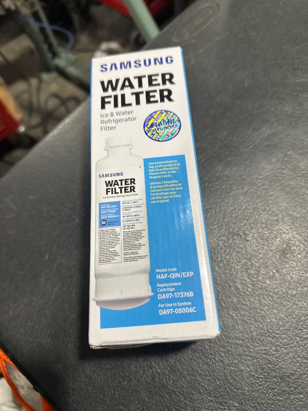 Photo 1 of SAMSUNG Genuine Filter for Refrigerator Water and Ice, Carbon Block Filtration, Reduces 99% of Harmful Contaminants for Clean, Clear Drinking Water, 6-Month Life, HAF-QIN/EXP, 1 Pack