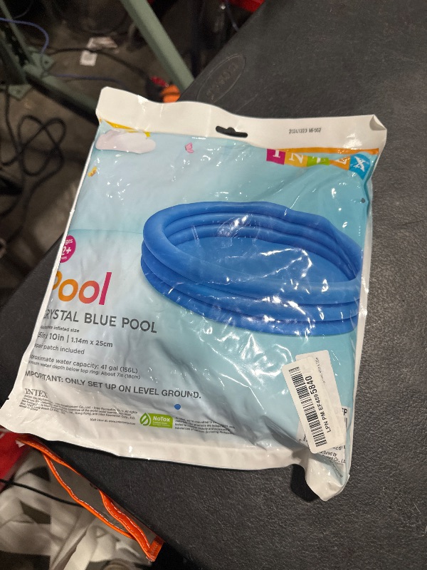 Photo 1 of INTEX 59416EP Crystal Blue Inflatable Kiddie Swimming Pool, 45in x 10in