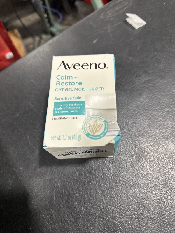 Photo 1 of Aveeno Calm + Restore Oat Gel Facial Moisturizer for Sensitive Skin, Fast-Absorbing, Soothing Lightweight Gel Cream with Prebiotic Oat & Feverfew, Fragrance-Free & Hypoallergenic, 1.7 oz
