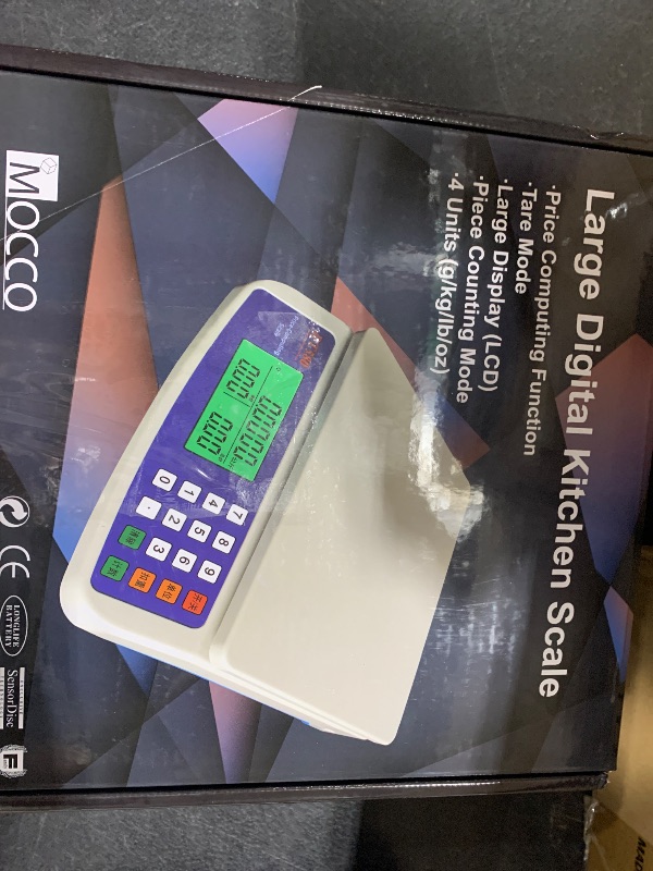 Photo 1 of Large Digital Kitchen Scale 40kg/88lb Stainless Steel Price Computing Scale Counting Scale Deli Scale with LCD Display for Baking Bread Cooking Meat Prep Parts and Coins Adapter Included