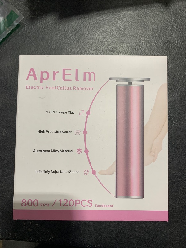Photo 1 of AprElm 4.8IN Longer Electric Foot Callus Remover with 120pcs Sandpaper Discs, Professional Aluminum Callus Remover for Feet, Stepless Speed Control Pedicure Tools for Dead Skin