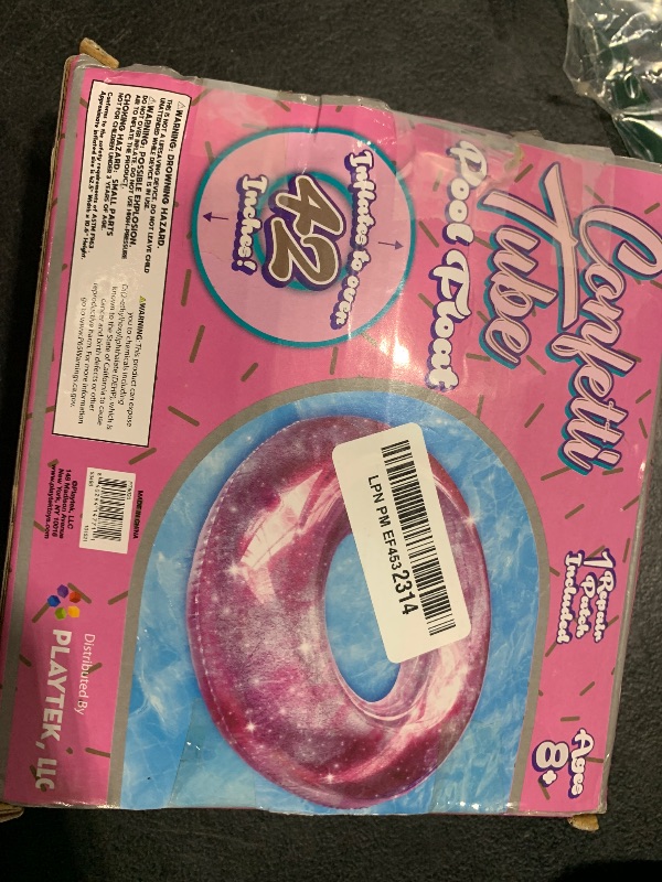 Photo 1 of Playtek Giant Pool Float Ring, Large Round Pink Glitter Swim Tube, Durable Floats for Swimming on Beach, Pool, Water Sports