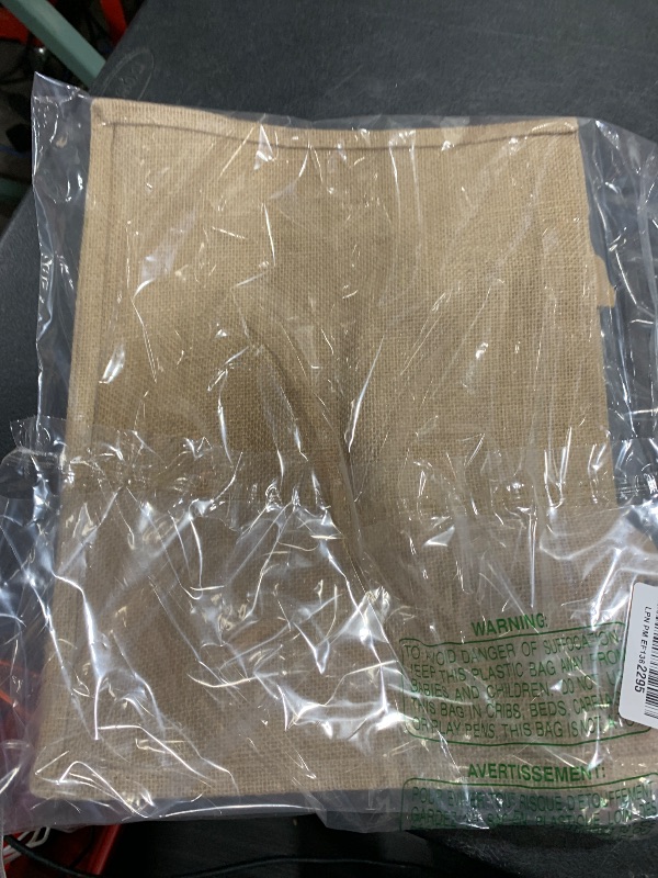 Photo 1 of 10 Pack Reusable Jute Tote Bags with Handles, 15.1X11.8X5.5 Inch Large Natural Blank Burlap Tote for Grocery Shopping, Weddings, Travel, Bachelorette Parties & DIY Embroidery Crafts