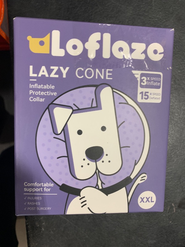 Photo 1 of Loflaze Soft Inflatable Dog Cone Collar Alternative After Surgery - Dog Neck Donut E Collar for Large Medium Small Dogs Cats Post Surgery - Recovery Collar to Stop Licking - Grey, XXL