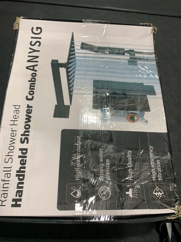 Photo 1 of Shower Faucet Set - 12" Matte Black Shower Head and Handle Set : Ceiling Rainfall Shower System with Square Rain Shower Head and High Pressure Handheld Spray Combo, Shower Valve and Trim Kit