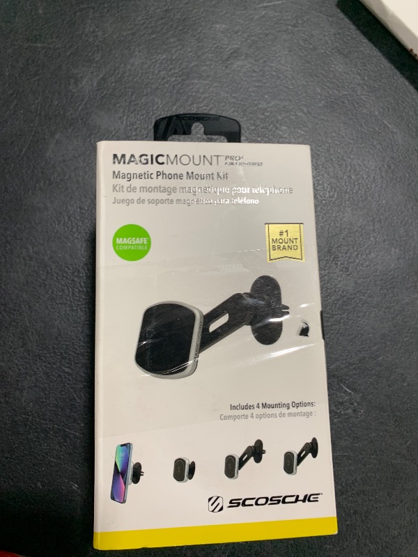 Photo 1 of Scosche MP2DVM MagicMount Pro2 Magnetic Cell Phone Holder, Adhesive Car Dashboard Mount with Removable Vent Clip, Hands-Free Phone Stand Compatible with MagSafe, iPhone 16/15/14/13/12 Series and More