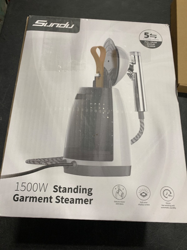 Photo 1 of Sundu 1500W Steamer for Clothes, 2-in-1 Vertical & Flat Iron Clothes Steamer, 6 Professional Steam Modes, 800mL Tank, 30s Fast Heat-Up, Auto Shut-Off (10min), Portable Handle, Standing Design, White