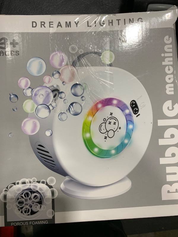 Photo 1 of Bubble Machine Automatic LED Lights Bubble Blower for Kids Rechargeable Portable Bubble Maker Auto Rotating 90°/360° Outdoor Birthday Party Wedding (Led White)