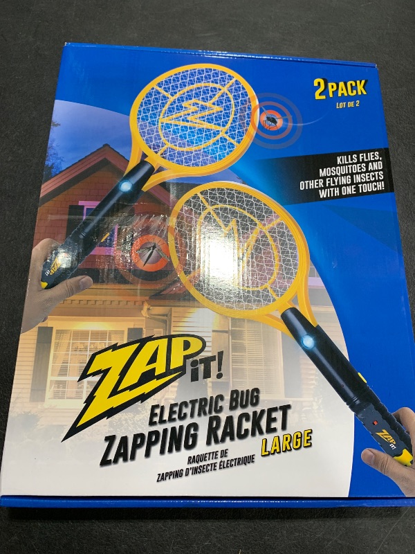 Photo 1 of ZAP iT! 4,000 Volt Electric Handheld Bug Zapper Racket - USB Rechargeable Indoor Safe Mosquito Zapper and Fly Swatter for Indoor and Outdoor Use - 2 Pack (Large, Yellow)