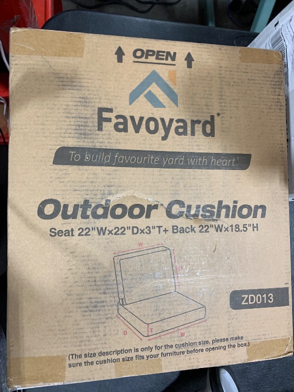 Photo 1 of Favoyard Deep Seat Patio Cushions 22 × 22 inch Rainproof & Fadeness Furniture Cushion Set for Outdoor Chair Couch with Polyester-linen Fabric & Removable Cover, Hidden Zipper and Adjustment Staps