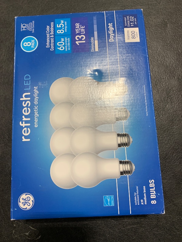 Photo 1 of GE Refresh 60-Watt EQ A19 Daylight Dimmable LED Light Bulb (8-Pack)
