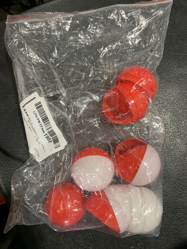 Photo 1 of GLEAVI 20Pcs Gumball Vending Machine Capsules: 2 inch Empty Round Capsules Plastic Containers for Birthday Party Easter Chritsmas(Red and White)