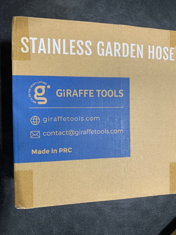 Photo 1 of Giraffe Tools Garden Hose 50ft x 5/8", 304 Stainless Steel Metal Water Hose, No Kink Garden Water Hose with 9 Pattern Spray Nozzle, Flexible, Lightweight, Kink Free Hose for Yard, Outdoor