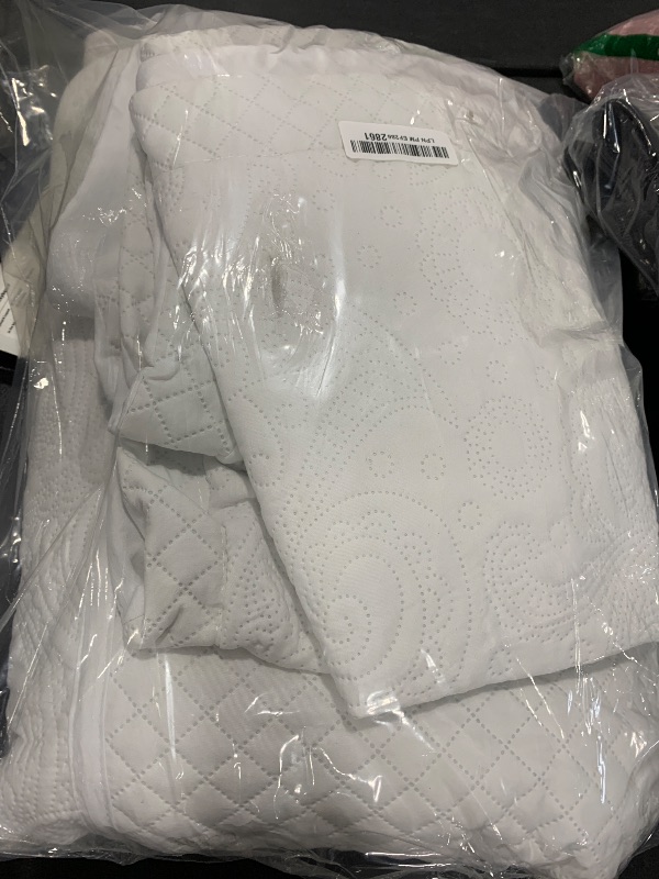 Photo 1 of Qucover Alaska King Bedspread 132x 120, Solid White Oversized King Bedspread, 3 Piece Soft MicrofiberLightweight Oversized King Quilts Bedding Set, with Pillow Shams, Quilting Paisley Pattern, White