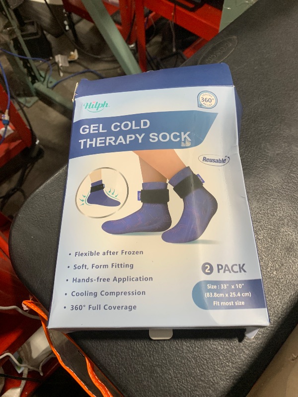 Photo 1 of Hilph Full Foot Ice Pack Gel Sock for Hot & Cold Therapy - Reusable Cooling Sock for Toe Pain, Plantar Fasciitis & Hot Feet - Easy Slip On Design for Chemotherapy, Postpartum Recovery, 1 Pair, Blue