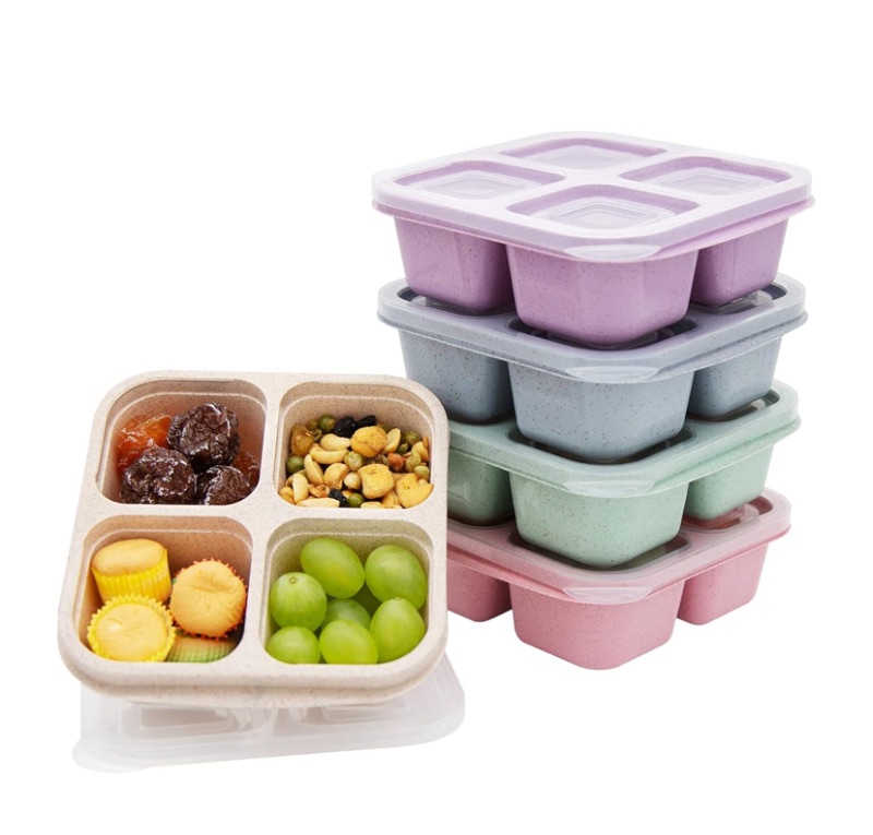 Photo 1 of 5 Pack Bento Lunch Box,4 Compartment Snack Containers,Divided Snack Box,Meal Prep Lunch Containers FOR Kids/Toddle/Adults,Food Storage Containers for School, Work and Travel