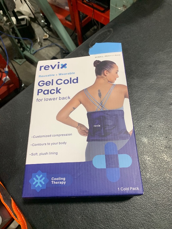 Photo 1 of REVIX Ice Pack for Injuries Reusable Gel for Lower Back, Cold Packs for Back Shoulder, Elbow, Hip, Leg, Wrap Around Entire Knee, Soft Cold Compress,16 × 9" Navy