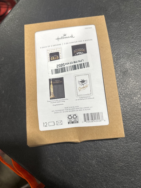 Photo 1 of Hallmark Graduation Cards Assortment, Black and Gold, Congratulations Grad (12 Cards and Envelopes, 4 Designs)