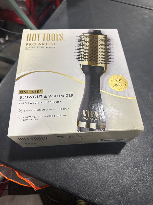 Photo 1 of HOT TOOLS 24K Gold One-Step Hair Dryer and Volumizer | Style and Dry Quickly with Less Frizz, Professional Blowout with Ease for Shiner, Healthier-Looking Hair