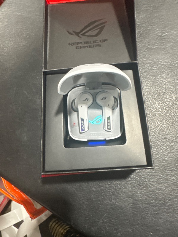Photo 1 of ASUS ROG Cetra True Wireless Gaming Headphones (2.4 GHz & Bluetooth 5.3, ROG SpeedNova, 24-bit 96 kHz Audio, Bone-Conduction AI Microphones, Adaptive ANC, 46-Hour Battery Life)- Moonlight White