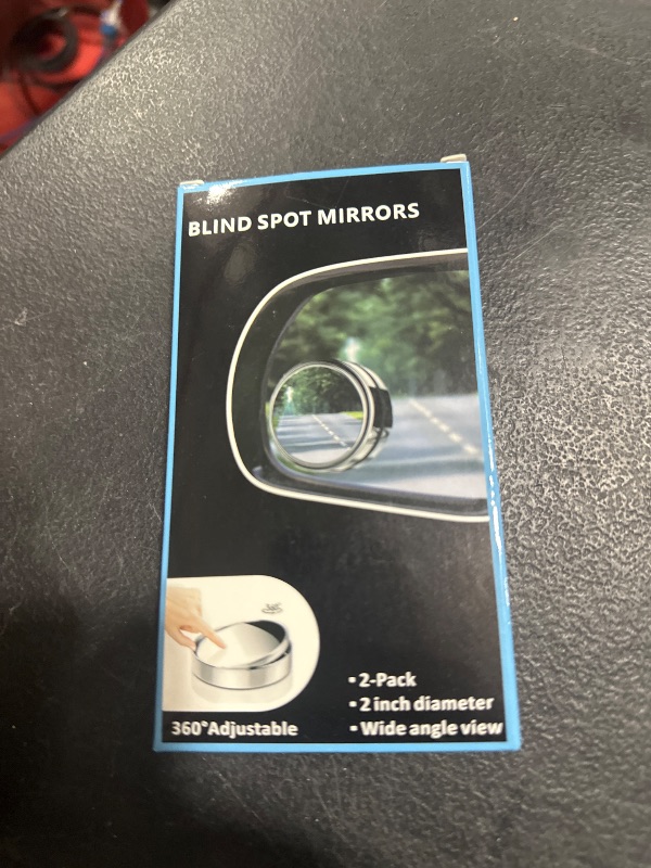Photo 1 of 2 pcs Blind Spot Mirrors, 2" Round HD Glass Convex 360° Wide Angle Side Rear View Mirror with ABS Housing for Cars SUV and Trucks, Black, Pack of 2