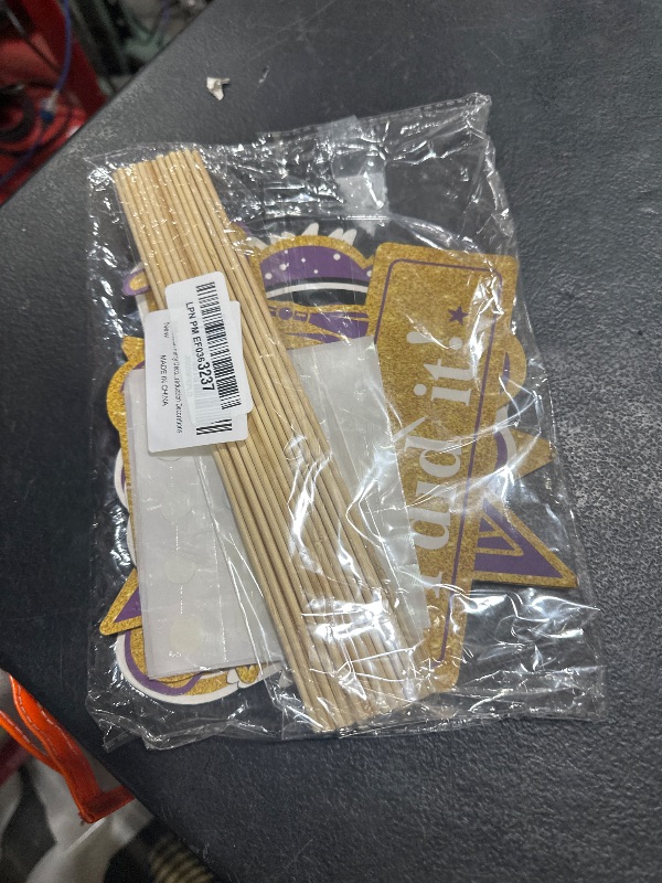 Photo 1 of Graduation Party Decorations Purple Gold 2025/Purple Graduation Decorations Class of 2025 NYU Table Centerpieces-24Pcs Purple Gold Black Graduation Sticks Table Toppers for Graduation