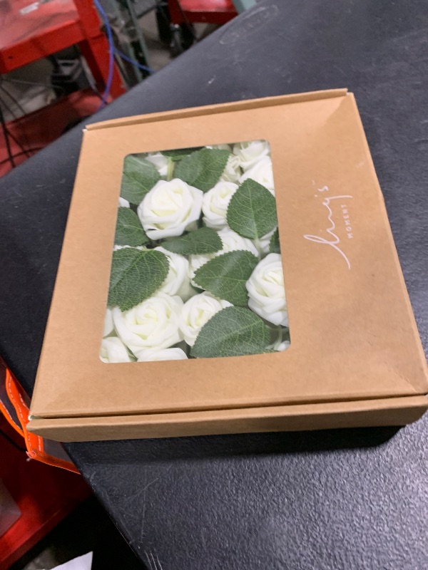 Photo 1 of Ling's Moment Artificial Wedding Flowers 1.5" Rose Buds and 2" Petite Roses 25pcs Ivory w/Stem for DIY Wedding Boutonniere Wrist Corsages Bouquets Centerpieces Arrangements