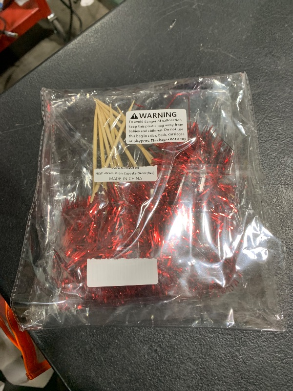 Photo 1 of 20 Pack Foil Firework Cupcake Toppers Drink Stirrers Party Birthday Cake Toppers Supplies Sparkle Tinsel Cocktail Fruit Toothpick for Birthday Wedding Graduation Party black+red