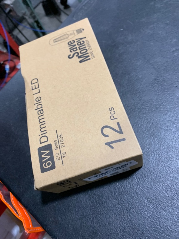 Photo 1 of E12 Candelabra Edison Bulbs 60 Watt Equivalent, T6 6W Dimmable LED Light Bulbs for Chandelier, 600lm 2700K Warm White Clear Vintage Tubular Bulb, Small Filament Bulb for Ceiling Light, 12-Pack