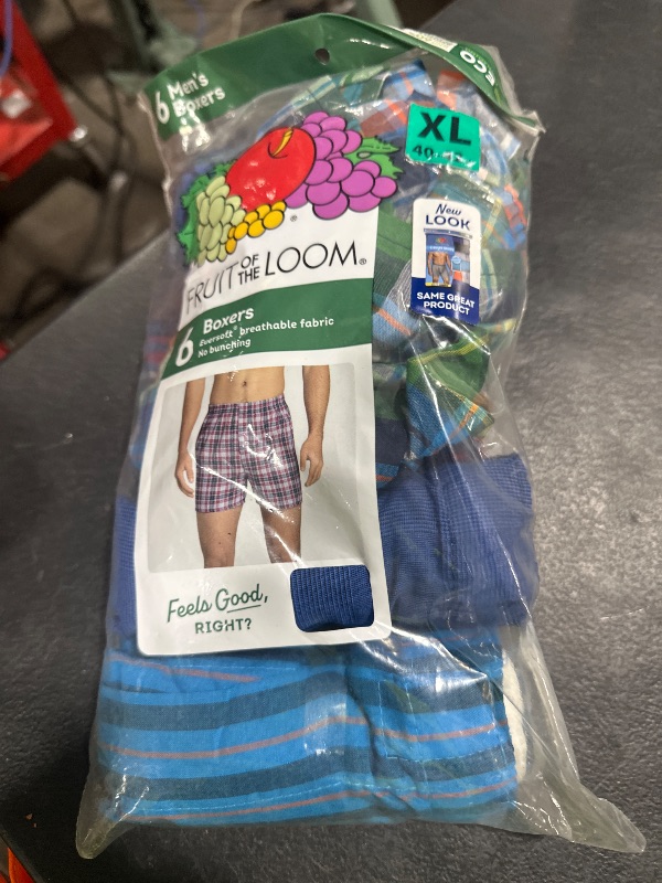 Photo 1 of Fruit of the Loom Men's Tag Free Woven Boxer Shorts, Relaxed Fit, Moisture Wicking, Color Multipacks, Assorted Plaid, X-Large