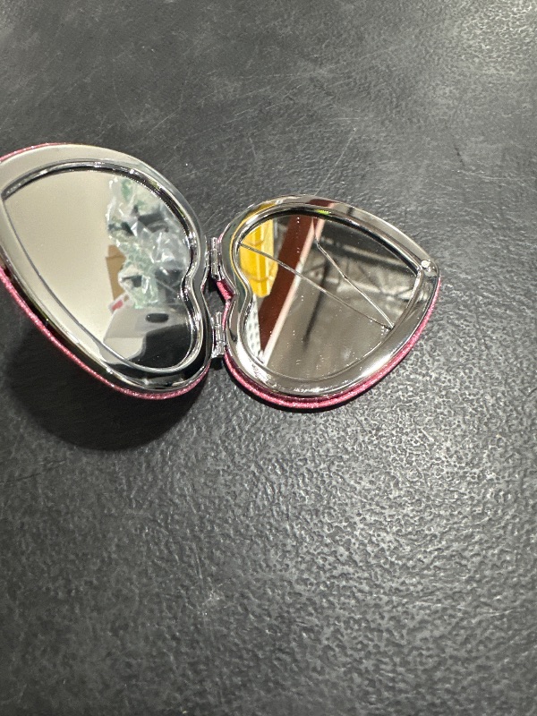 Photo 1 of Mabor Heart Shaped Compact Mirror, Pocket Mirror Portable Double Sided 1x/2x Magnifying Purse Mirror for Women Girls Mini Cute Vanity Mirror for Handbag Wallet Home Office(Pink)