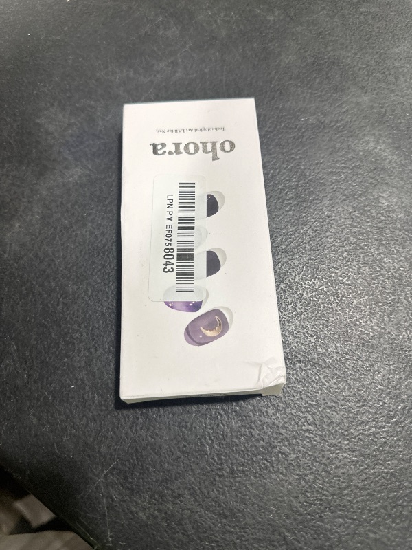Photo 1 of ohora Semi Cured Gel Nail Strips (N Lunar Eclipse) - Dark, Patterned, Works with Any UV/LED Lamps, Salon-Quality, Long Lasting, Easy to Apply & Remove - Includes 2 Prep Pads, Nail File & Wooden Stick