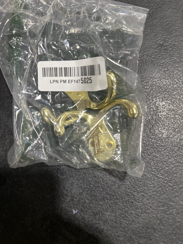 Photo 1 of National Hardware N199-224 V163 Double Clothes Hooks in Brass, 2 pack