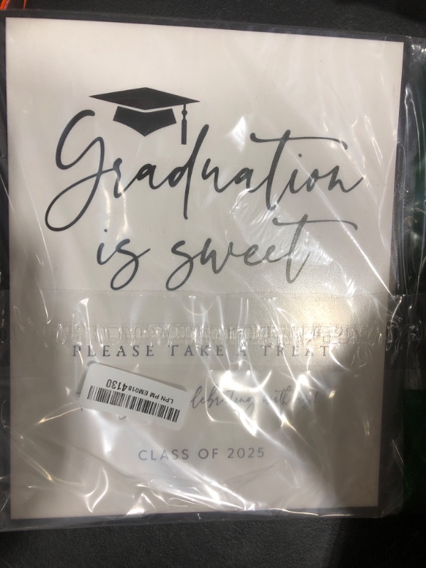 Photo 1 of 11.8×9.5 Inch Graduation Desk Decorative Sign Modern Graduation Wooden Sign with Stand Class of 2025 Congrats Grad Gift for High School College Master Graduation Celebration Party Supplies