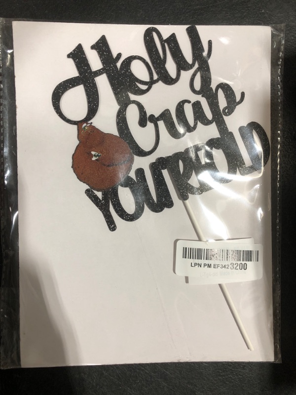Photo 1 of Black Glitter Poop Cake Topper Cheer to Funny Holy Crap You’re Old! Theme Decor Supplies Men Women Happy Birthday Party Decorations