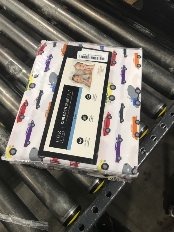 Photo 1 of Kids Full Size Car Bed Sheets - 4 Piece Cars Sheet Set - Cartoon Truck Bedding - Ultra-Soft, Cute & Cozy - Comfy, Breathable & Machine Washable - Transport Bed Set for Boys, Girls, Teens and Toddlers