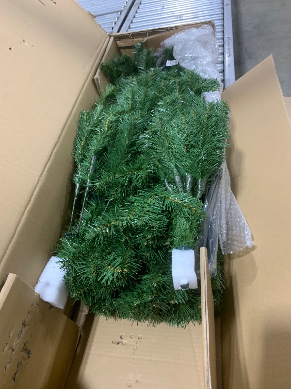 Photo 1 of National Tree Company Pre-Lit 'Feel Real' Artificial Slim Downswept Christmas Tree, Green, Douglas Fir, White Lights, Includes Stand, 7.5 feet
