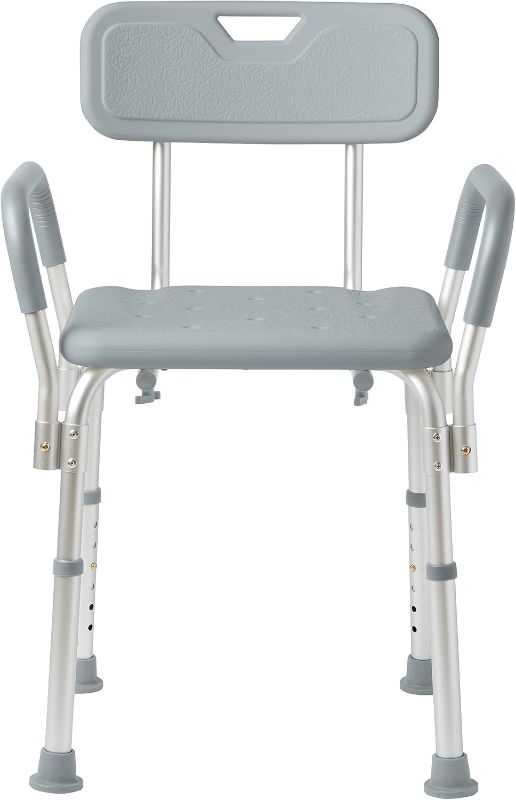 Photo 1 of Medline Shower Chair with Backrest and Padded Armrests - 350 lb. capacity, Bath Bench, Seat, Stool for Independent Adult, Seniors, Elderly & Disabled Patients

