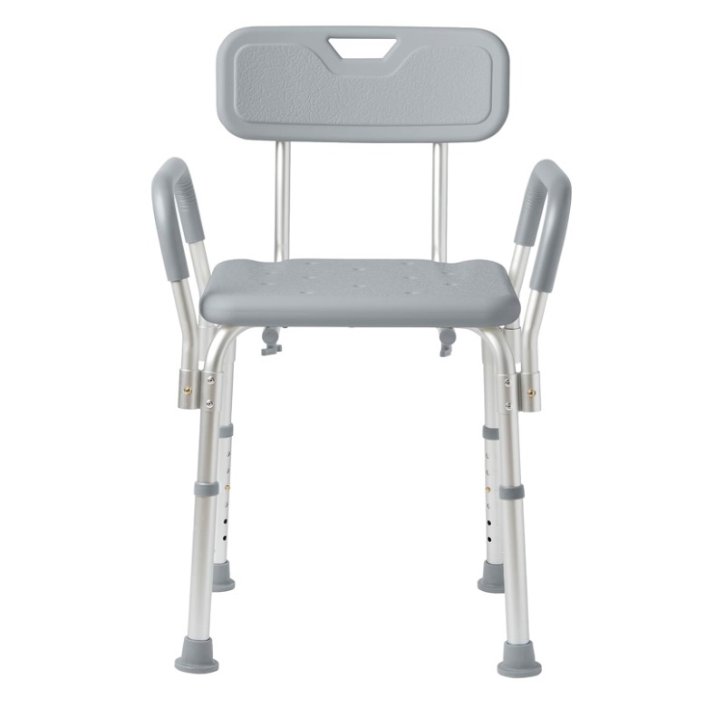 Photo 1 of Medline Shower Chair with Backrest and Padded Armrests - 350 lb. capacity, Bath Bench, Seat, Stool for Independent Adult, Seniors, Elderly & Disabled Patients